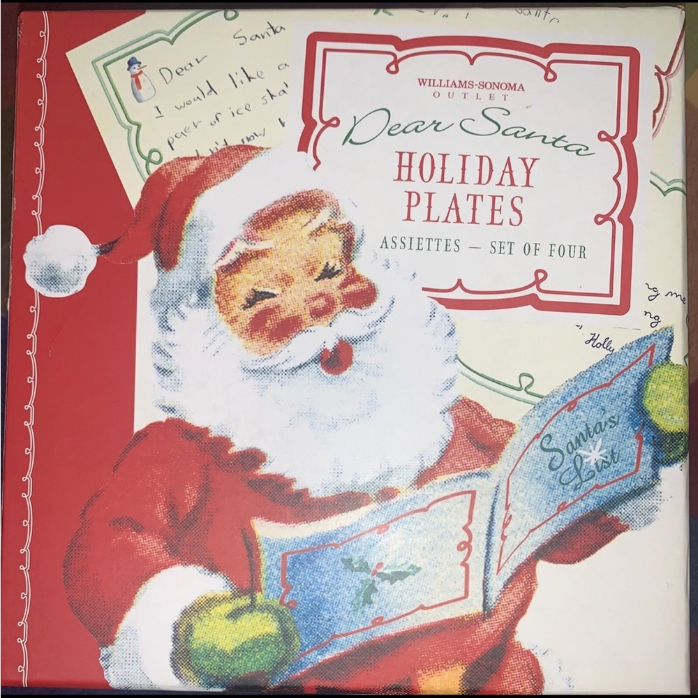 Williams Sonoma Santa Holiday Plates - Red, White, and Blue